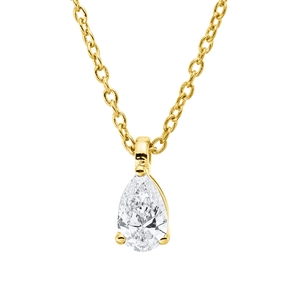 Solitaire Collier aus 750 Gelbgold Diamant Tropfen-Schliff 0,2ct TW-SI L:45cm