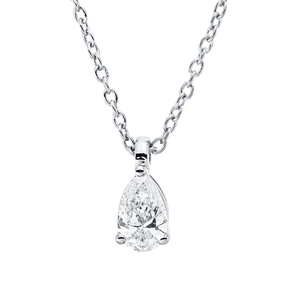 Solitaire Collier aus 750 Weißgold Diamant Tropfen-Schliff 0,19ct TW-SI L:45cm