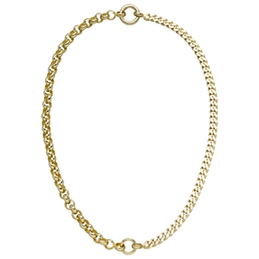 10,9mm Halskette Collier Erbskette & Panzerkette aus 925 Silber vergoldet 45cm