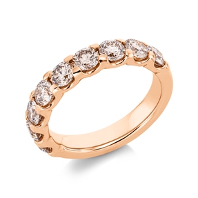 Halb-Memoire Ring aus 750 Gold Rotgold 9 Brillanten 1,89ct braun-SI B:4,1mm