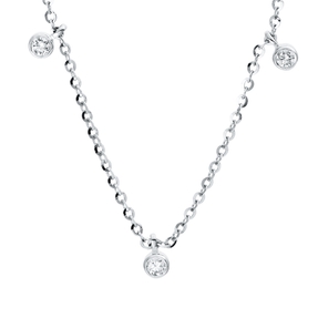 Collier aus 585 Gold Weißgold 9 Brillanten 0,27ct TW-SI L:45,5cm Zarge Collier aus 585 Gold Weißgold 9 Brillanten 0,27ct TW-SI L:45,5cm Zarge