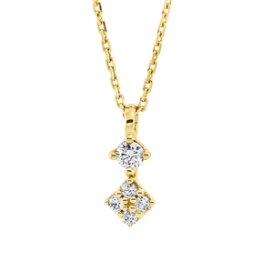 Collier aus 750 Gelbgold 4 Brillanten 0,05ct TW-SI 1 Brillant 0,05ct TW-SI L:45cm