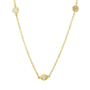 Collier aus 750 Gold Gelbgold 9 Brillanten 0,45ct TW-SI L:44cm Collier aus 750 Gold Gelbgold 9 Brillanten 0,45ct TW-SI L:44cm