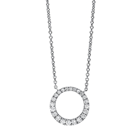 Collier Kreis aus 750 Gold Weißgold 22 Brillanten 0,3ct TW-SI L:39,4cm