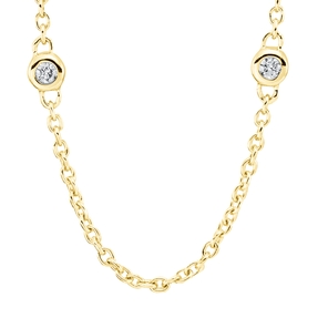 Collier aus 750 Gold Gelbgold 10 Brillanten 0,17ct TW-SI L:45cm Zarge Collier aus 750 Gold Gelbgold 10 Brillanten 0,17ct TW-SI L:45cm Zarge