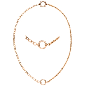 Collier Halskette aus 925 Silber rotvergoldet Kordelkette & Weitankerkette 42cm