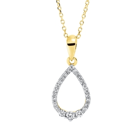 Collier Tropfen 585 Gelbgold 24 Diamanten 0,21ct TW-SI L:45cm Fassung rhodiniert Collier Tropfen 585 Gelbgold 24 Diamanten 0,21ct TW-SI L:45cm Fassung rhodiniert