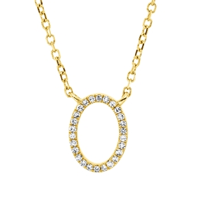 Collier Oval aus 750 Gold Gelbgold 26 Diamanten 0,05ct TW-SI L:45cm