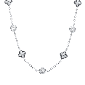 Collier aus 750 Gold Weißgold 7 Brillanten 0,08ct TW-SI L:45cm
