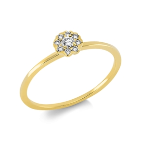 Ring aus 750 Gold Gelbgold 9 Brillanten 0,11ct TW-SI Ø5,2mm Ring aus 750 Gold Gelbgold 9 Brillanten 0,11ct TW-SI Ø5,2mm