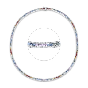 Collier aus 750 Weißgold 196 Saphire 12,61ct mehrfarbig 784 Brillanten 2,78ct F-SI