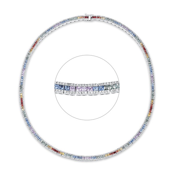 Collier aus 750 Weißgold 196 Saphire 784 Brillanten 2.78ct