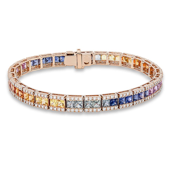 Armband aus 750 Rotgold 58 Saphire 232 Brillanten 1.32ct