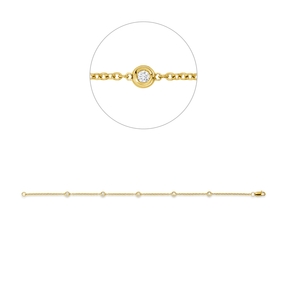 Armband aus 750 Gold Gelbgold 5 Diamanten 0,16ct TW-SI B:3,8mm L:17,8cm