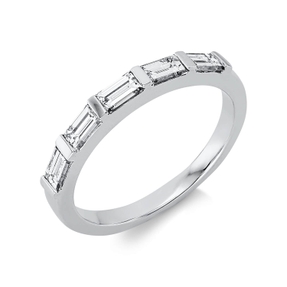 Halb-Memoire Ring 750 Weißgold 5 Diamanten Baguette-Schliff 0,79ct TW-VSI B:2,6mm