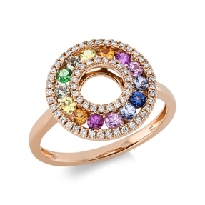 Ring Kreis aus 750 Rotgold 14 Tsavorithe 0,7ct grün 60 Brillanten 0,23ct TW-SI Ring Kreis aus 750 Rotgold 14 Tsavorithe 0,7ct grün 60 Brillanten 0,23ct TW-SI