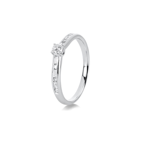 Ring aus 585 Gold Weißgold 13 Diamanten 0,35ct TW-SI B:2,6mm 4er-Krappe