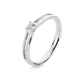 Ring aus 585 Gold Weißgold 23 Diamanten 0,4ct TW-SI B:2,7mm 4er-Krappe