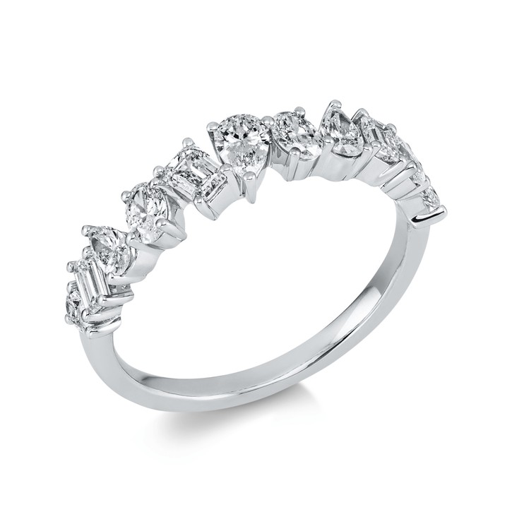 Ring aus 750 Weißgold 11 Diamanten 1ct