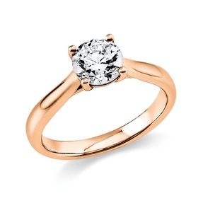 Solitaire Ring aus 750 Gold Rotgold Brillant 1ct TW-SI B:3,2mm 4er-Krappe Solitaire Ring aus 750 Gold Rotgold Brillant 1ct TW-SI B:3,2mm 4er-Krappe