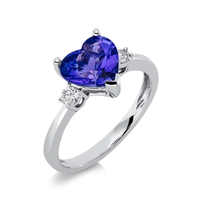 Ring Herz aus 750 Weißgold Tansanit 2,35ct blau 2 Brillanten 0,15ct TW-SI B:9,4mm Ring Herz aus 750 Weißgold Tansanit 2,35ct blau 2 Brillanten 0,15ct TW-SI B:9,4mm