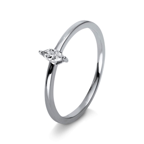 Solitaire Ring aus 585 Weißgold Diamant Navette-Schliff 0,09ct TW-SI B:5,7mm