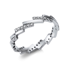 Ring aus 750 Gold Weißgold 42 Brillanten 0,36ct TW-SI B:3,7mm