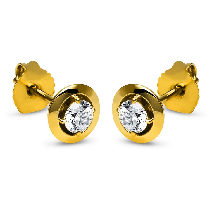 Solitaire Ohrstecker aus 585 Gelbgold 2 Brillanten 0.4ct