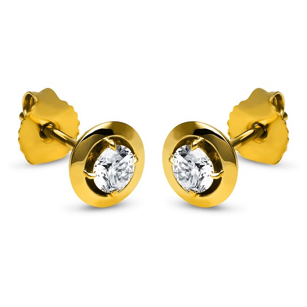 Solitaire Ohrstecker aus 585 Gelbgold 2 Brillanten 0.4ct