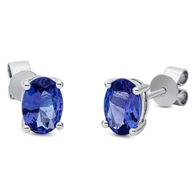 Ohrstecker aus 585 Gold Weißgold 2 Tansanite 1,52ct blau 6,8x4,9mm 4er-Krappe Ohrstecker aus 585 Gold Weißgold 2 Tansanite 1,52ct blau 6,8x4,9mm 4er-Krappe