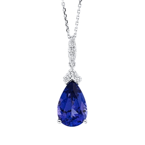 Collier aus 750 Weißgold Tansanit 5,11ct blau 8 Brillanten 0,21ct TW-SI L:45,7cm Collier aus 750 Weißgold Tansanit 5,11ct blau 8 Brillanten 0,21ct TW-SI L:45,7cm