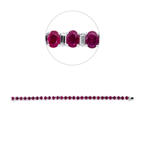 Armband 750 Weißgold 29 Rubine 9,41ct rot 29 Diamanten Baguette-Schliff 2ct TW-SI