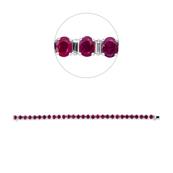 Armband aus 750 Weißgold 29 Rubine 29 Diamanten 2ct