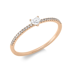 Ring Herz aus 750 Rotgold 25 Diamanten 0,16ct B:3,5mm Fassung rhodiniert Ring Herz aus 750 Rotgold 25 Diamanten 0,16ct B:3,5mm Fassung rhodiniert