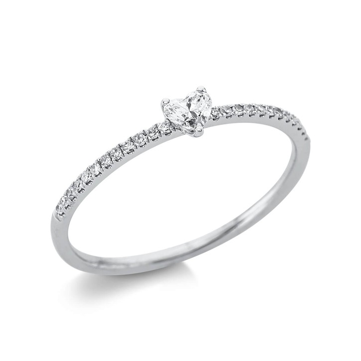 Ring Herz aus 750 Weißgold 25 Diamanten 0.15ct