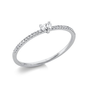 Ring Herz aus 750 Gold Weißgold 25 Diamanten 0,15ct B:3,5mm 3er-Krappe