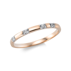 Ring aus 750 Rotgold 4 Brillanten 0,06ct TW-SI B:1,8mm Fassung rhodiniert