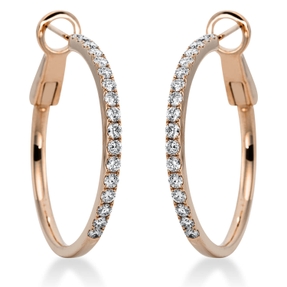 Creolen aus 750 Gold Rotgold 34 Brillanten 0,97ct TW-VSI 32,7x2mm Creolen aus 750 Gold Rotgold 34 Brillanten 0,97ct TW-VSI 32,7x2mm