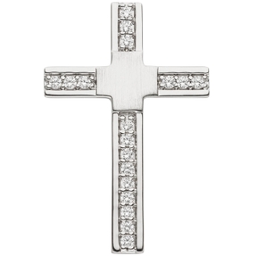 Anhänger Kreuz 29x19,2mm 925 Silber teil-mattiert 18 Zirkonia Silberanhänger Anhänger Kreuz 29x19,2mm 925 Silber teil-mattiert 18 Zirkonia Silberanhänger