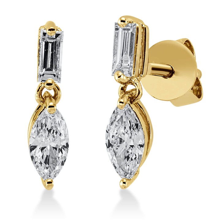 Ohrstecker aus 750 Gelbgold 4 Diamanten 0.54ct