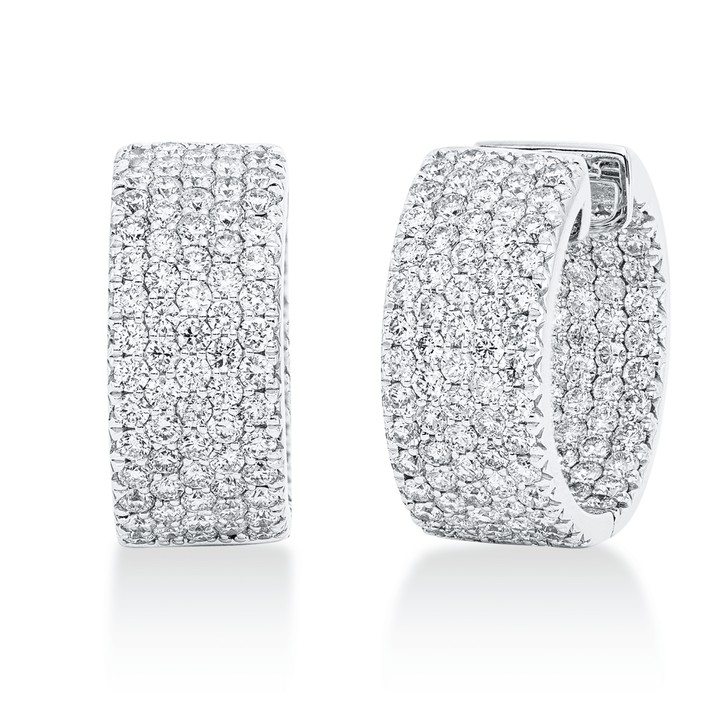 Pavé Creolen aus 585 Weißgold 246 Brillanten 4.65ct