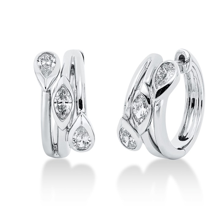 Creolen aus 585 Weißgold 6 Diamanten 0.81ct