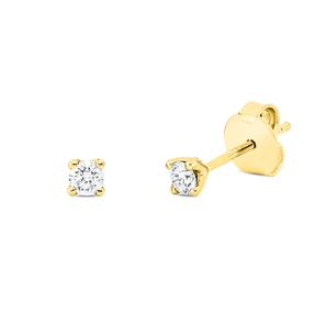 Solitaire Ohrstecker aus 750 Gold Gelbgold 2 Brillanten 0,25ct TW-SI 4er-Krappe