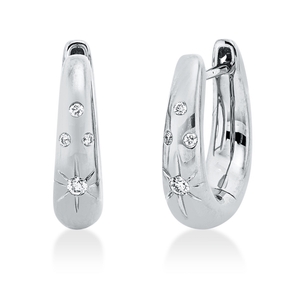 Creolen aus 750 Gold Weißgold 8 Brillanten 0,06ct TW-SI 13,3x3,5mm