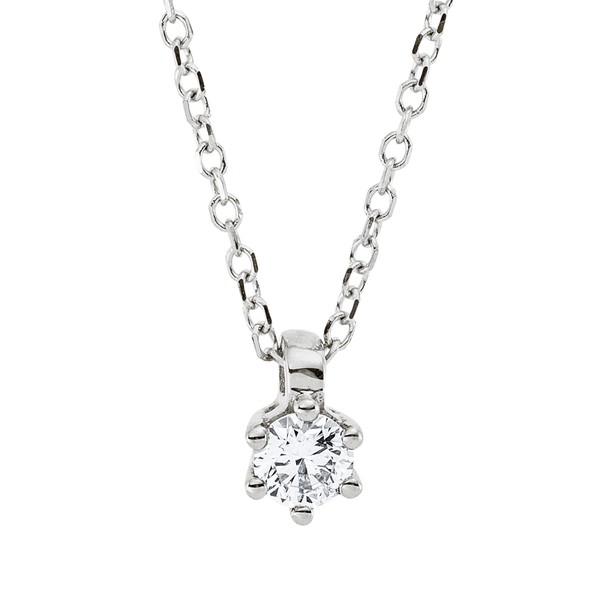 Solitaire Collier aus 750 Weißgold 1 Brillant 0.14ct