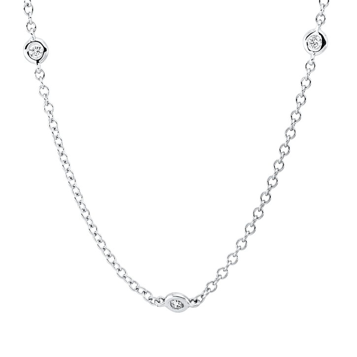 Collier aus 750 Weißgold 5 Rubine 1 Brillant 0.08ct