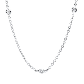 Collier aus 750 Weißgold 5 Rubine 1,88ct rot Brillant 0,08ct TW-SI L:42cm