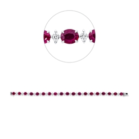 Armband aus 750 Weißgold 19 Rubine 10,4ct rot mit Diamanten L:16,5cm