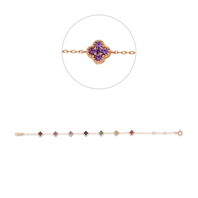 Armband aus 750 Gold Rotgold 35 Saphire 0,77ct mehrfarbig L:18cm