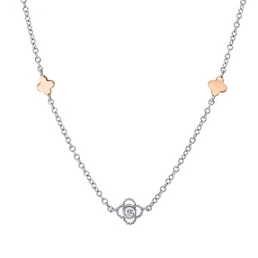 Collier aus 750 Gold weiß/rot 5 Brillanten 0,21ct TW-SI L:45,7cm